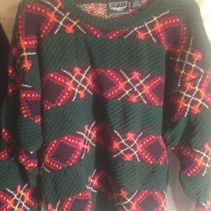 Best American Men's Large Green sweater w/Plaid